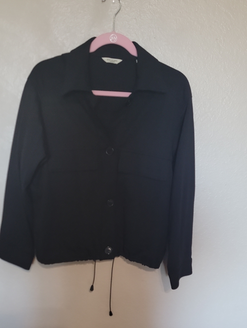 Max Studio Black Utility Drawstring Hem Jacket